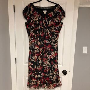 Old Navy Dress 20 Black Floral VTG Babydoll Lace Split Sleeve Dark Romantic Y2K